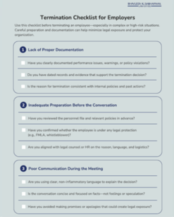 Termination checklist for employers